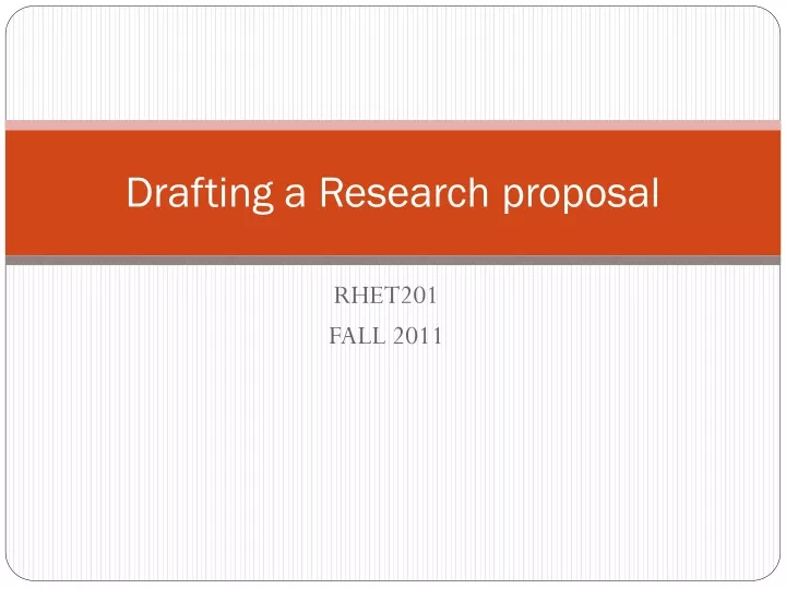 drafting a research proposal