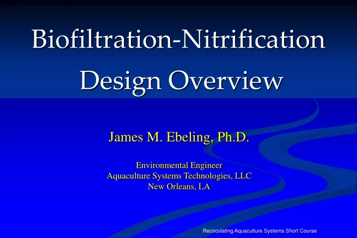 biofiltration nitrification design overview