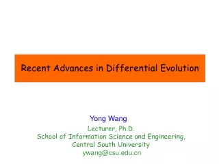 Recent Advances in Differential Evolution