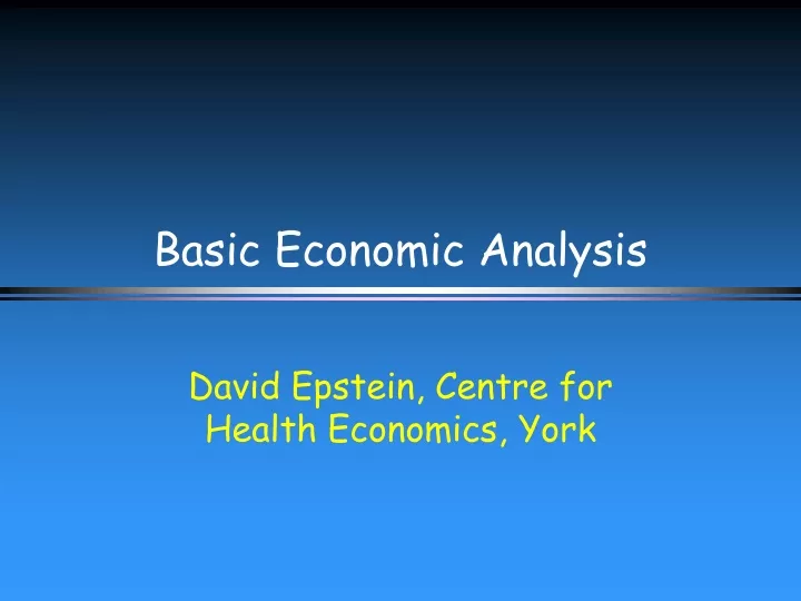 basic economic analysis
