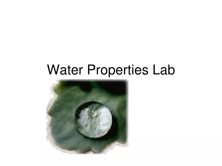 water properties lab