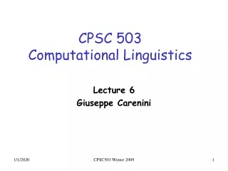 CPSC 503 Computational Linguistics