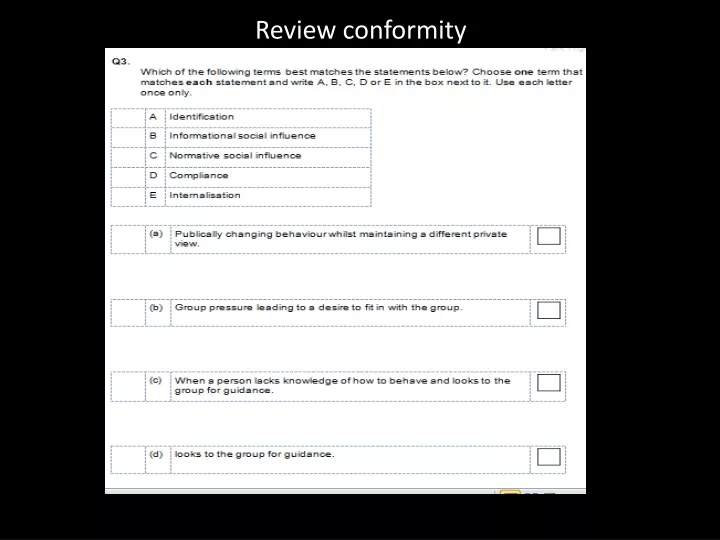 review conformity