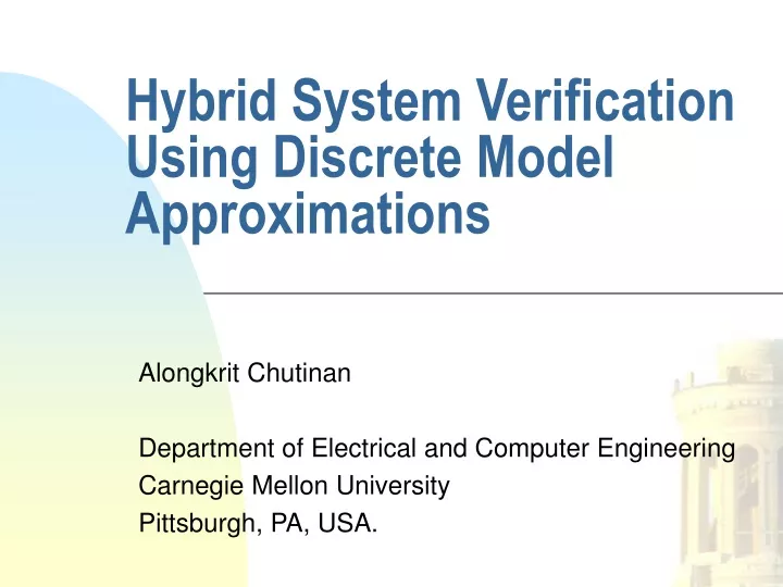 hybrid system verification using discrete model approximations