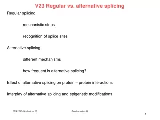 V23 Regular vs. alternative splicing
