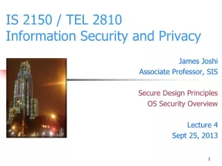 IS 2150 / TEL 2810 Information Security and Privacy