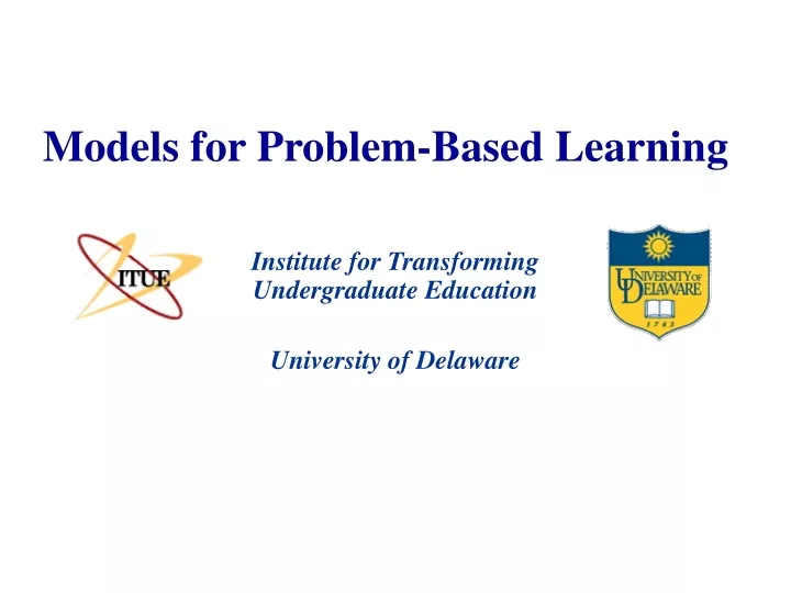 models for problem based learning