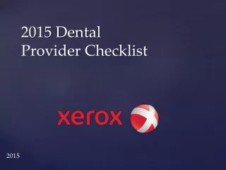 2015 Dental  Provider Checklist