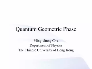 Quantum Geometric Phase