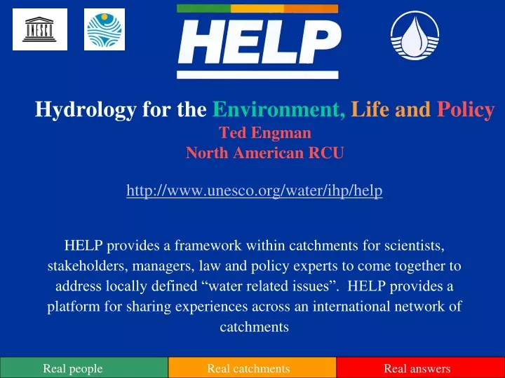 hydrology for the environment life and policy ted engman north american rcu