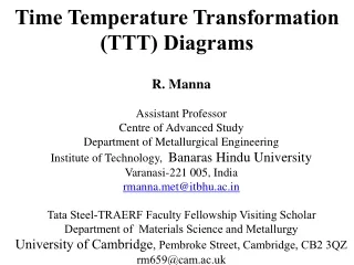Time Temperature Transformation (TTT) Diagrams