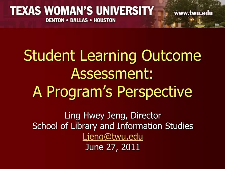 student learning outcome assessment a program s perspective