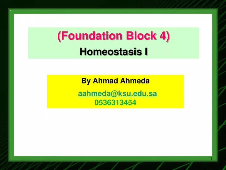 foundation block 4 homeostasis i
