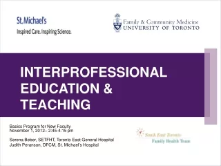 Interprofessional Education &amp; Teaching