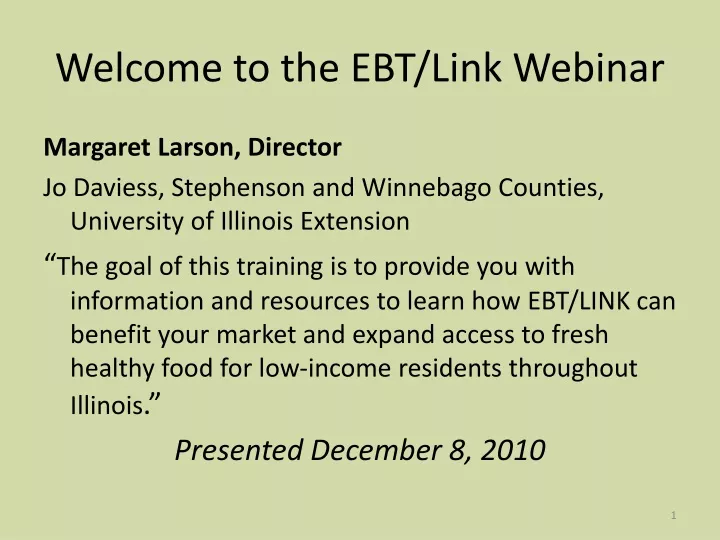 welcome to the ebt link webinar