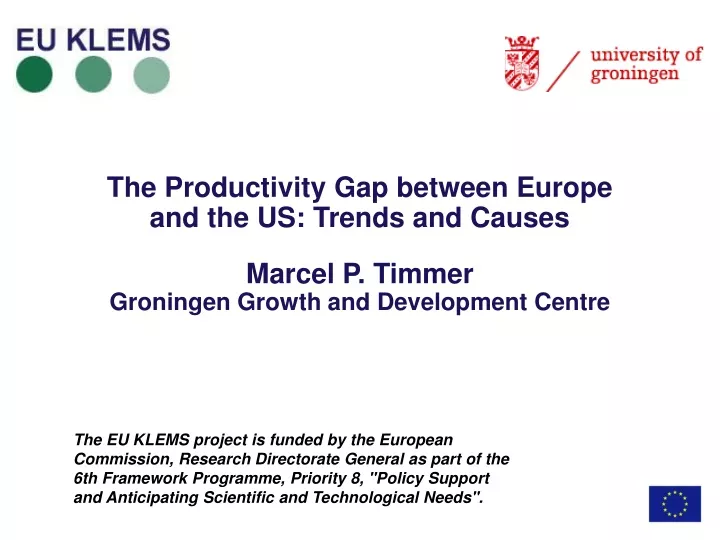 the productivity gap between europe