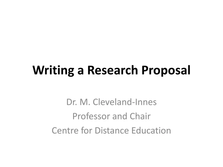 writing a research proposal