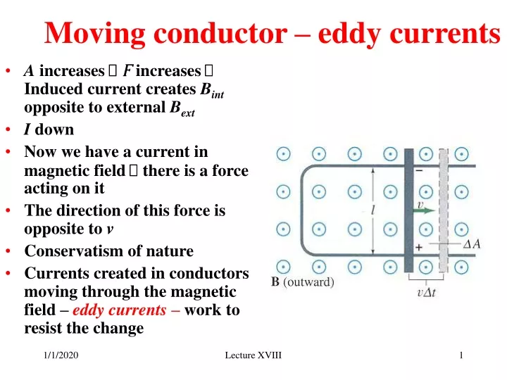 moving conductor eddy currents