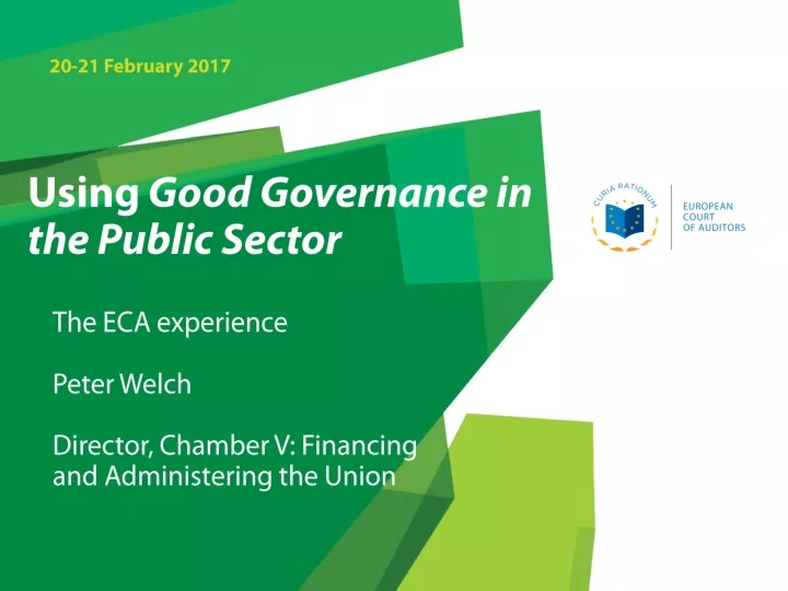 using good governance in the public sector