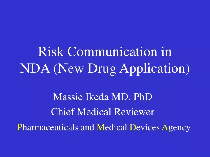 risk communication in nda new drug application