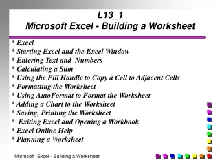 L13_1 Microsoft Excel - Building a Worksheet