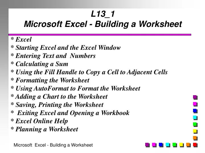 l13 1 microsoft excel building a worksheet