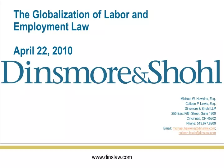 the globalization of labor and employment law april 22 2010