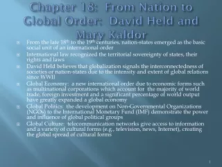 Chapter 18:  From Nation to Global Order:  David Held and Mary  Kaldor