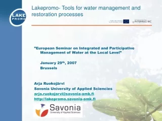 Lakepromo- Tools for water management and restoration processes