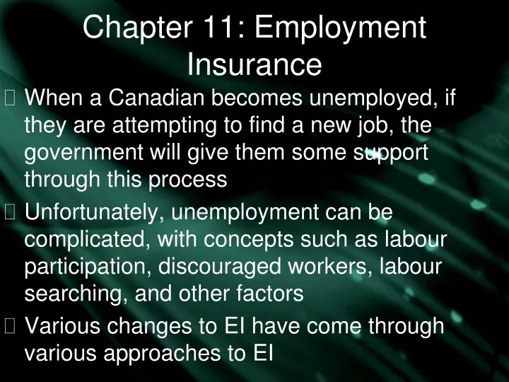 chapter 11 employment insurance