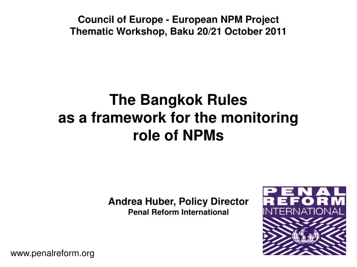 council of europe european npm project thematic