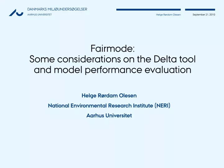 fairmode some considerations on the delta tool and model performance evaluation