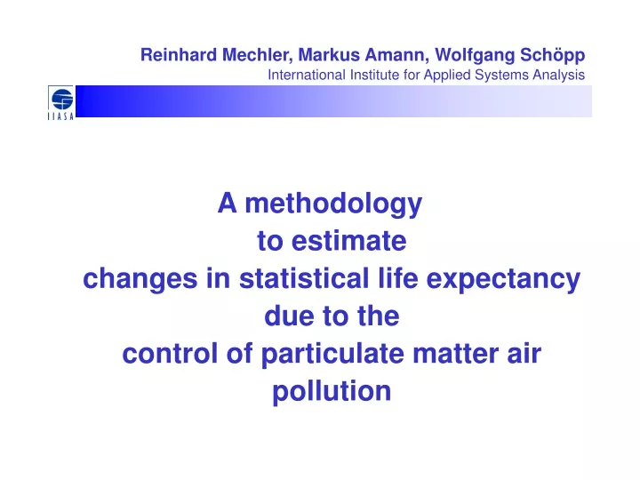 reinhard mechler markus amann wolfgang sch pp international institute for applied systems analysis