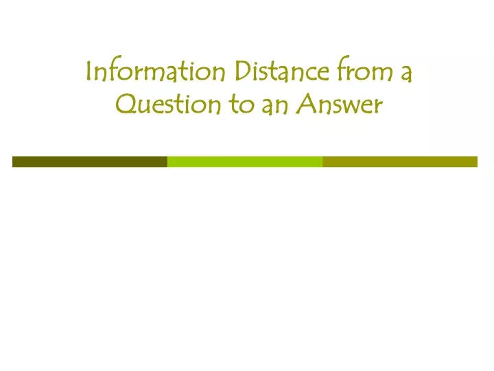 information distance from a question to an answer