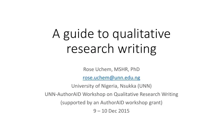 a guide to qualitative research writing