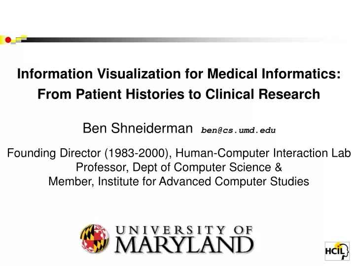 information visualization for medical informatics