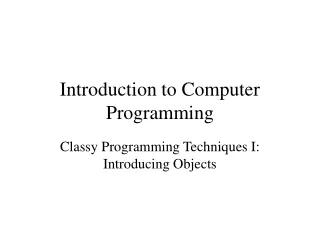 Introduction to Computer Programming