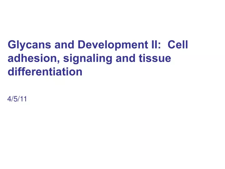 glycans and development ii cell adhesion