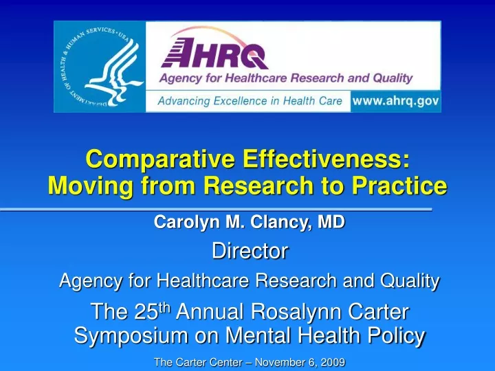 comparative effectiveness moving from research to practice