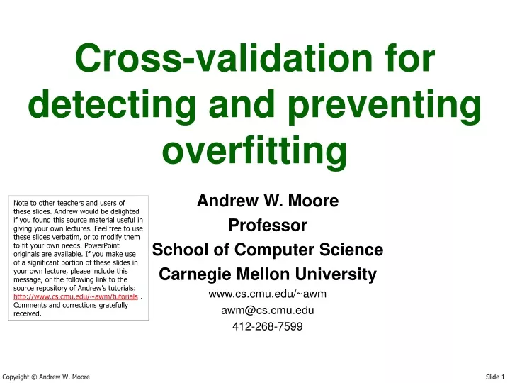 cross validation for detecting and preventing overfitting