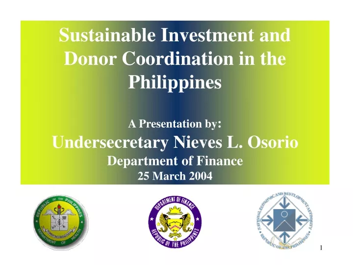 sustainable investment and donor coordination