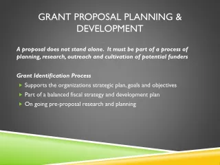 Grant Proposal Planning &amp; Development