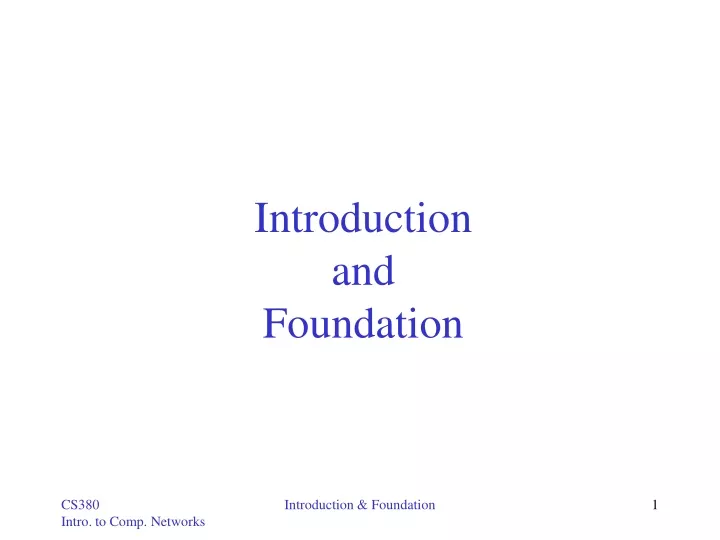 introduction and foundation