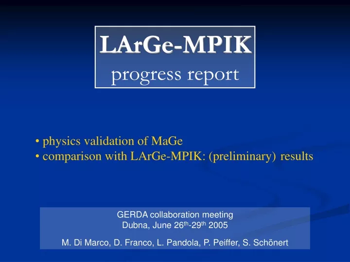 large mpik progress report