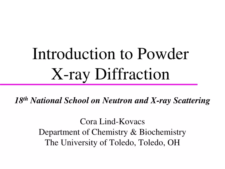 introduction to powder x ray diffraction