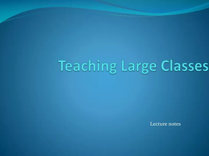 teaching large classes