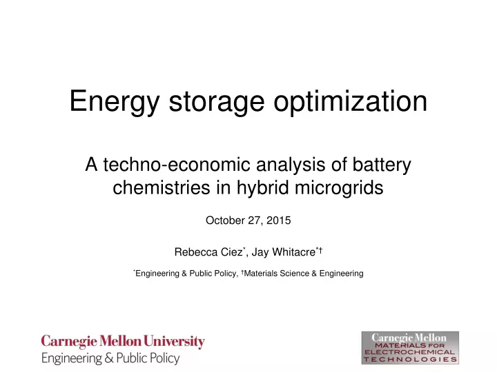 energy storage optimization a techno economic analysis of battery chemistries in hybrid microgrids