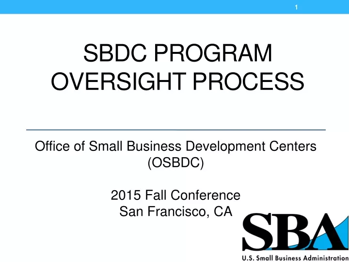 sbdc program oversight process