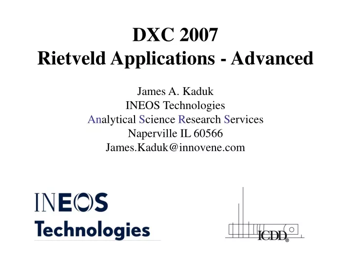dxc 2007 rietveld applications advanced