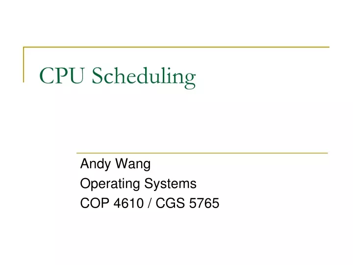 cpu scheduling